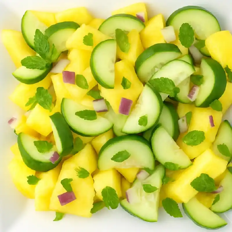 Pineapple Cucumber Salad : Bursting with Flavor, Energy, and Wellness. 11 pineapple cucumber salad closeup