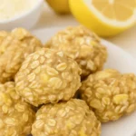 Zesty Lemon Oatmeal No Bake Cookies (Easy, Chewy & No Oven Needed!) 3 Close-up of lemon oatmeal no bake cookies made with oats and fresh lemon